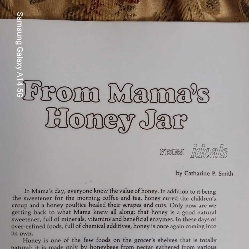 From Mama's Honey Jar Cookbook Catharine P Smith Ideals 1978 Vtg Honey Recipes